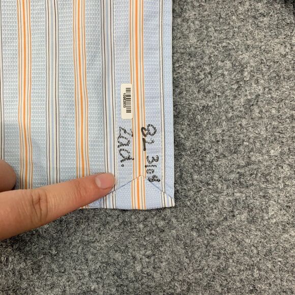 IKE Behar Dress Shirt Mens 16 Breeze Multi Textured Stripe Long Sleeve Button Up - Picture 10 of 12